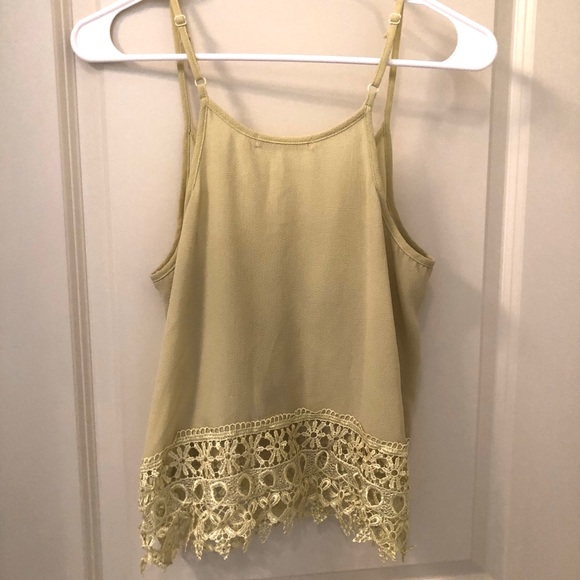 Have - Pastel Yellow Crochet Hemline Adjustable Spaghetti Straps Crop Top Sz: M - Picture 5 of 6